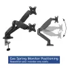Brazo doble para monitor ACT con muelle de gas Oficina con pinza/pasacables 18 kg