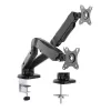 Brazo doble para monitor ACT con muelle de gas Oficina con pinza/pasacables 18 kg