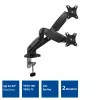 Brazo doble para monitor ACT con muelle de gas Oficina con pinza/pasacables 18 kg