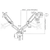 Brazo doble para monitor ACT con muelle de gas Oficina con pinza/pasacables 18 kg
