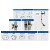 Brazo para un monitor ACT para oficina, regulación rápida de altura, con pinza/pasacables, 8 kg