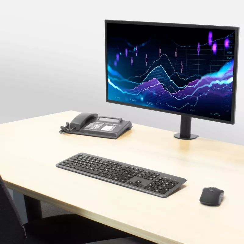 ACT AC8325 soporte de escritorio para monitor de hasta 32 pulgadas, pinza / fijación pasante, negro