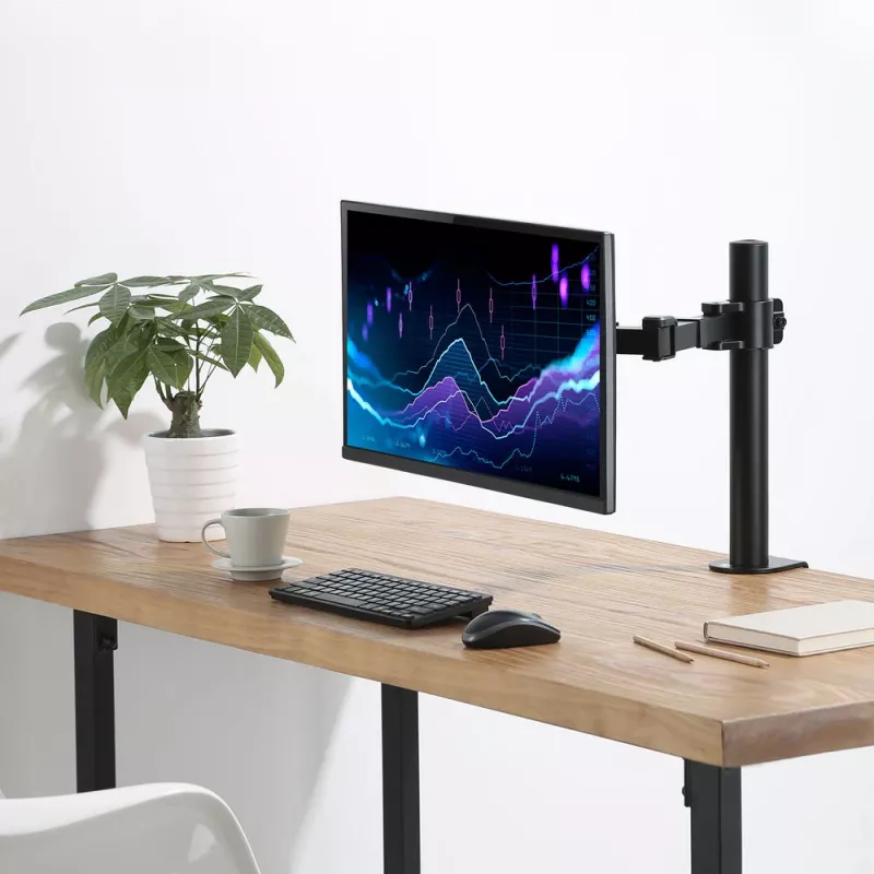 ACT AC8325 soporte de escritorio para monitor de hasta 32 pulgadas, pinza / fijación pasante, negro