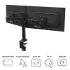 Brazo doble para monitor ACT Office Solid Pro – con pinza/pasacables – 12 kg – 10-32 pulgadas