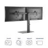 Brazo para monitor ACT 27 pulgadas oficina, de pie con muelle de gas, barra transversal, 2 monitores