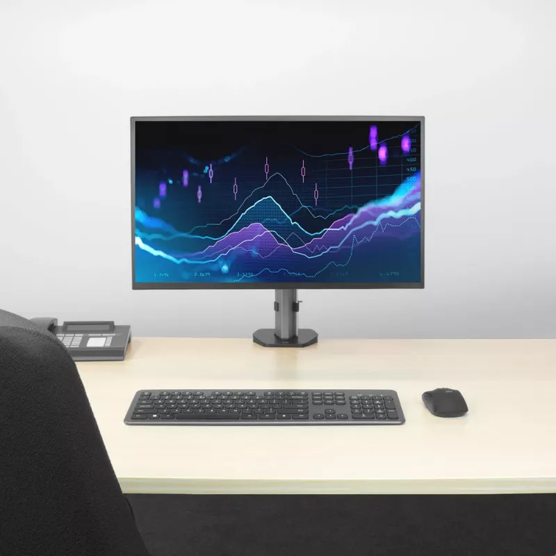 ACT AC8335 soporte de escritorio para un monitor de hasta 32 pulgadas, pinza / fijación pasante, plateado