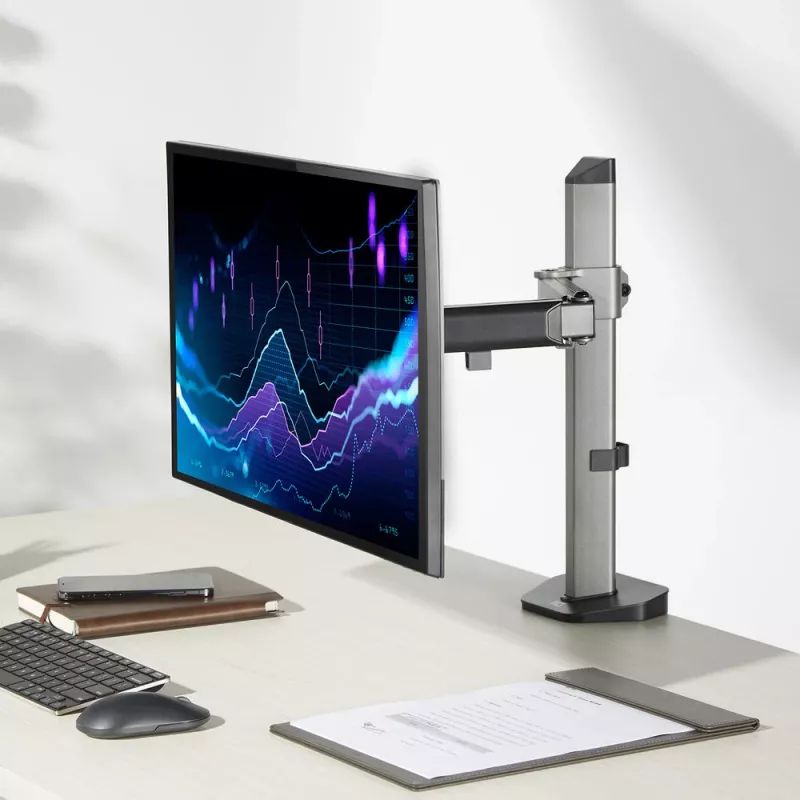 ACT AC8335 soporte de escritorio para un monitor de hasta 32 pulgadas, pinza / fijación pasante, plateado