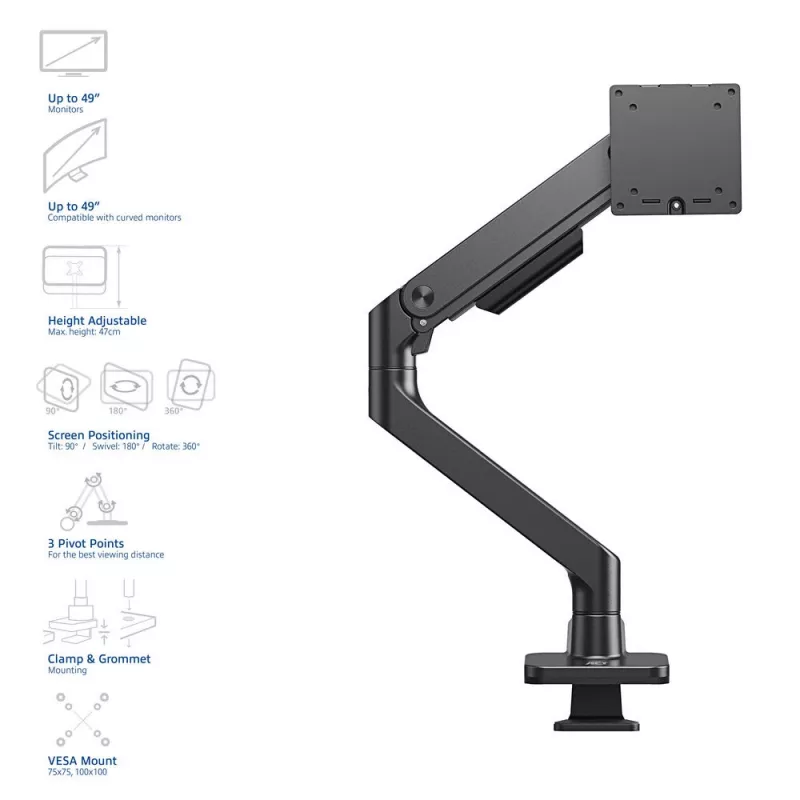 ACT AC8340 brazo para un monitor Office Premium, con resorte de gas