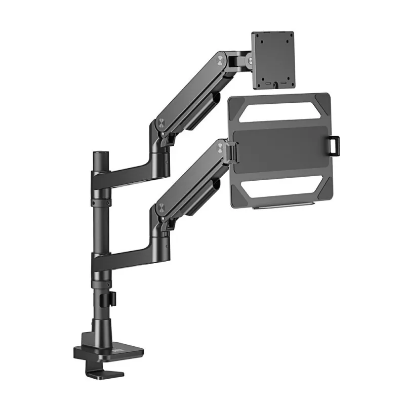 ACT AC8341 brazo para un monitor con soporte para portátil Office Premium, con resorte de gas, montaje en poste