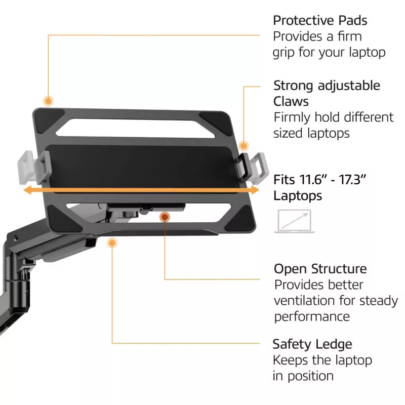 ACT AC8341 brazo para un monitor con soporte para portátil Office Premium, con resorte de gas, montaje en poste