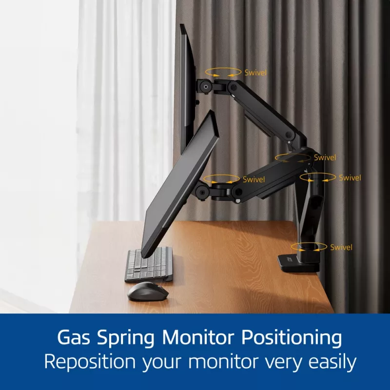 ACT AC8342 brazo para dos monitores Office Premium, con resorte de gas, 2 monitores