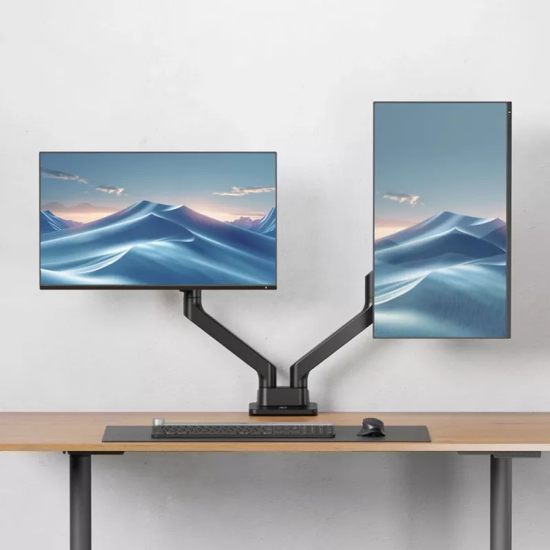 ACT AC8342 brazo para dos monitores Office Premium, con resorte de gas, 2 monitores