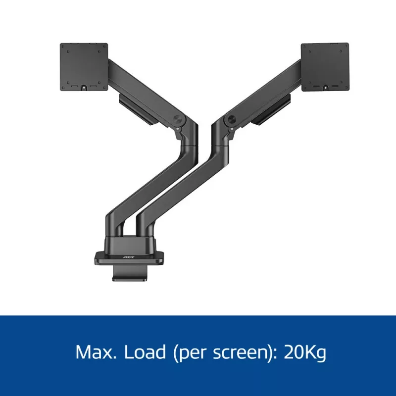 ACT AC8342 brazo para dos monitores Office Premium, con resorte de gas, 2 monitores
