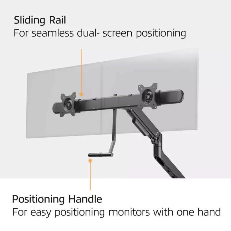 Brazo para monitor ACT 32 pulgadas Oficina Premium, muelle de gas, barra transversal, 2 monitores