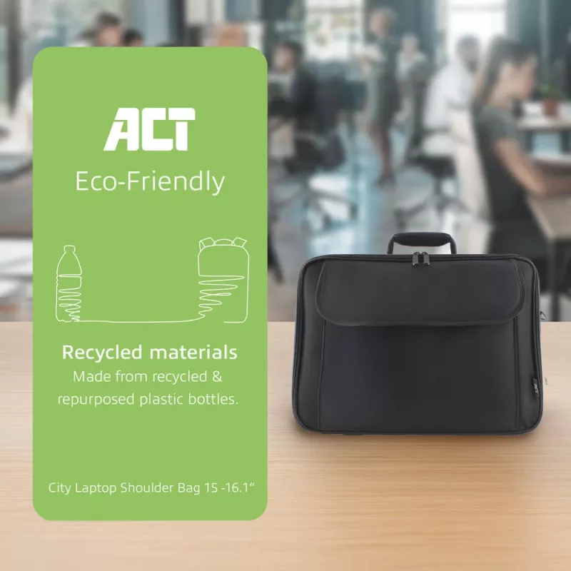 Bolsa de hombro ACT Office para portátiles de hasta 16,1 inch de botellas de plástico recicladas