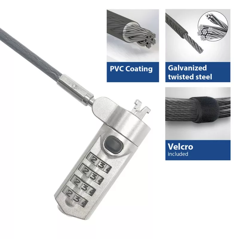 Candado para portátil ACT Nano con candado de combinación cable de 2 m