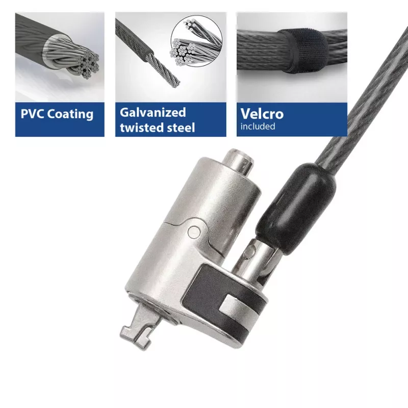 Candado para portátil ACT AC9030 metálico llave redonda cable de 2 m