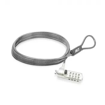 Candado para portátil ACT Wedge con candado de combinación metálico cable de 2 m