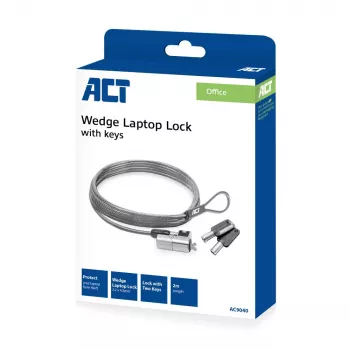 Candado para portátil ACT Wedge con llaves metálico cable de 2 m