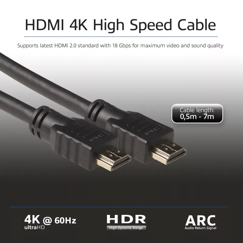 ACT Cable de alta velocidad de 5 metros v2.0 HDMI-A conector macho - HDMI-A conector macho (AWG30)