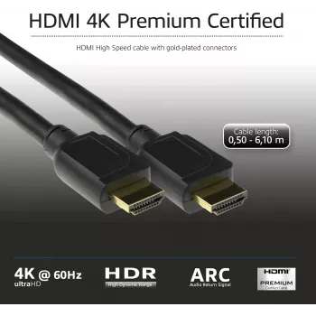 ACT Cable HDMI de alta velocidad Premium certificado de 5 metros v2.0 HDMI-A conector macho - HDMI-A conector macho