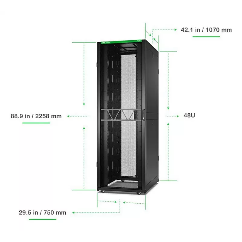 APC NetShelter SX rack para servidores Gen 2, 48U, 2258H x 750W x 1070D mm, con paneles laterales, Negro