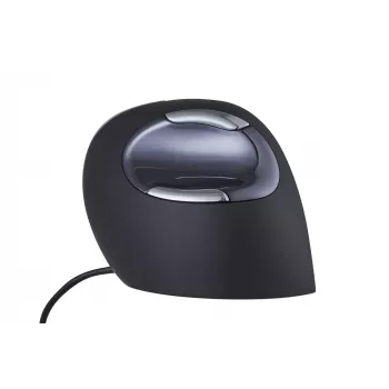 BakkerElkhuizen Evoluent D Large, diestro, diseño vertical, láser, USB Type-A, 3200 DPI, negro, gris, plata