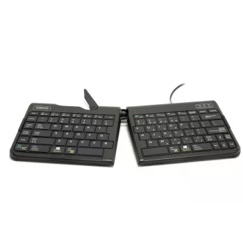 BakkerElkhuizen Goldtouch Travel Go2 con cable DE Qwertz, mini, con cable, USB, interruptores de tijera, QWERTZ, negro