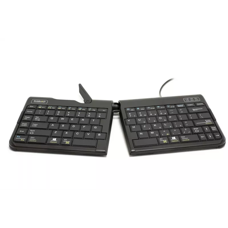 BakkerElkhuizen Goldtouch Travel Go2 con cable DE Qwertz, mini, con cable, USB, interruptores de tijera, QWERTZ, negro
