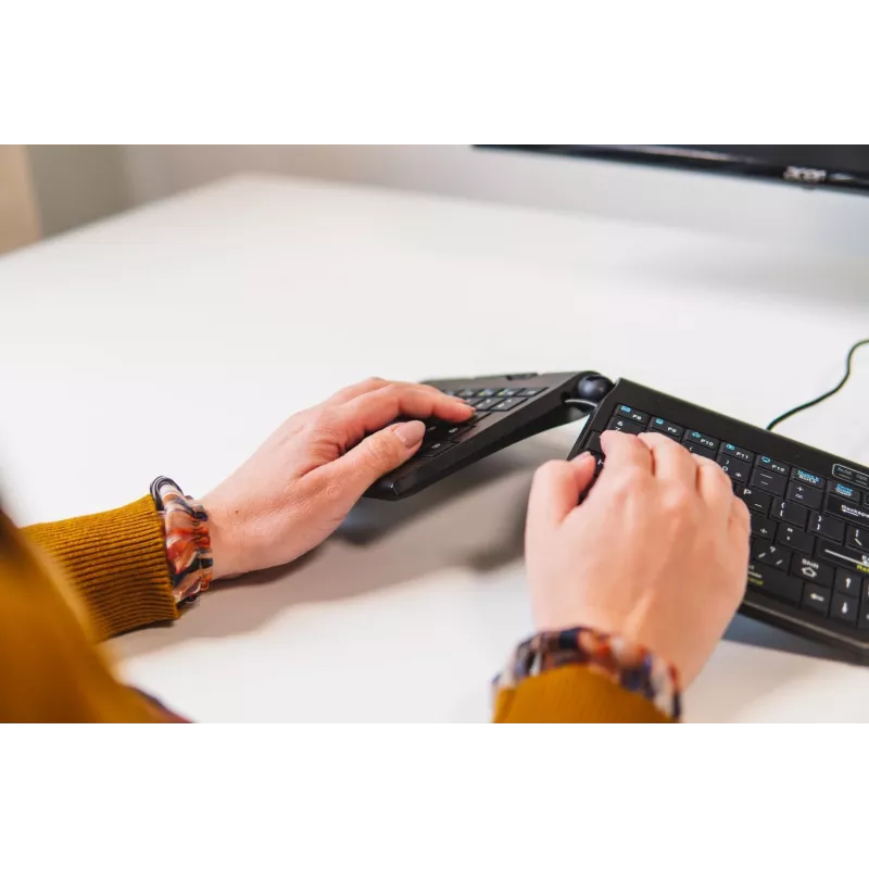 BakkerElkhuizen Goldtouch Travel Go2 con cable DE Qwertz, mini, con cable, USB, interruptores de tijera, QWERTZ, negro