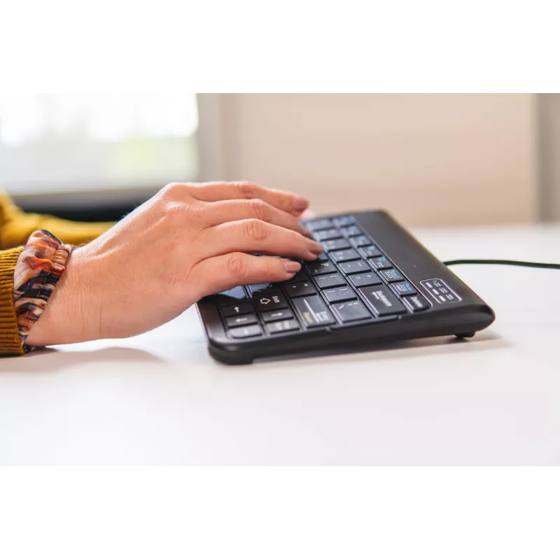 BakkerElkhuizen Goldtouch Travel Go2 con cable DE Qwertz, mini, con cable, USB, interruptores de tijera, QWERTZ, negro