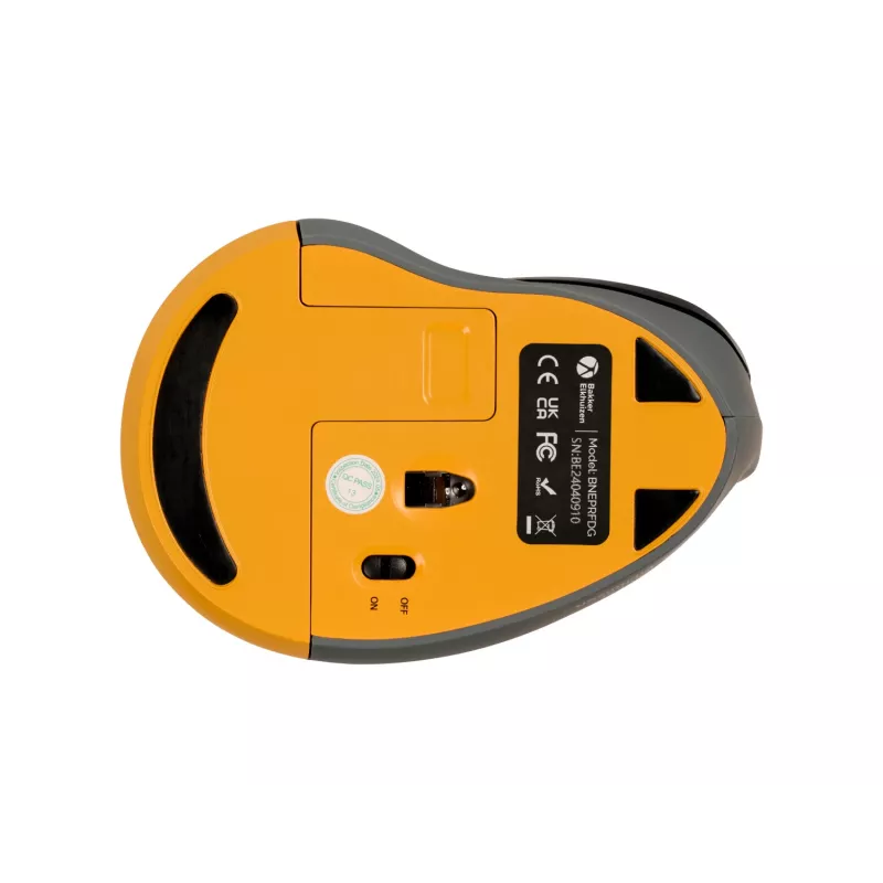 BakkerElkhuizen PRF Mouse Wireless gris oscuro, diestro, diseño vertical, óptico, RF Wireless, 1600 DPI, negro, gris