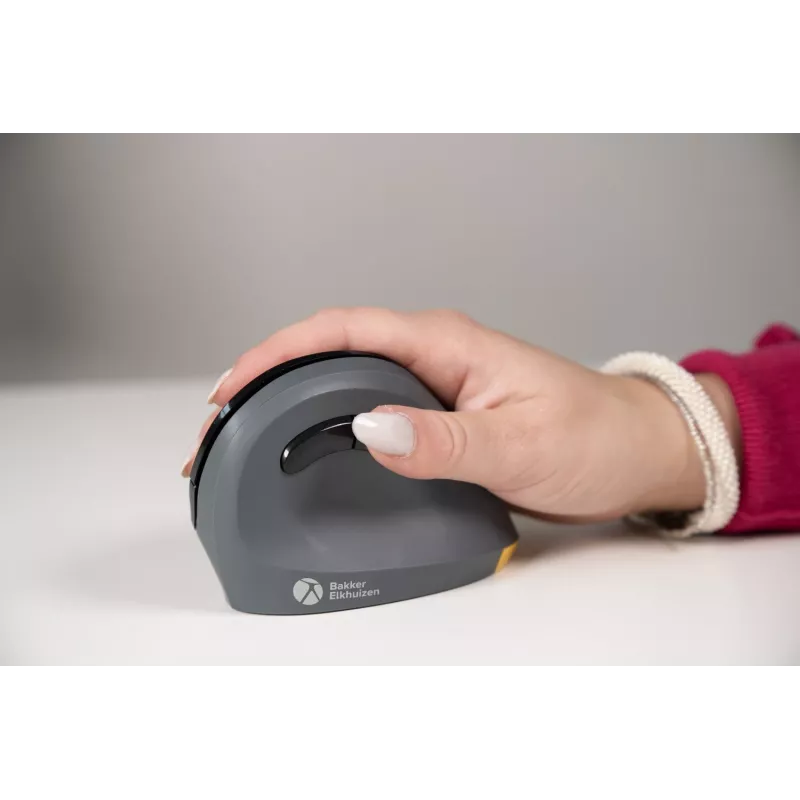BakkerElkhuizen PRF Mouse Wireless gris oscuro, diestro, diseño vertical, óptico, RF Wireless, 1600 DPI, negro, gris