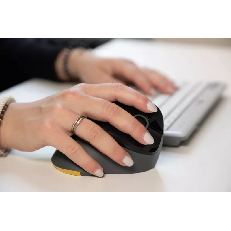BakkerElkhuizen PRF Mouse Wireless gris oscuro, diestro, diseño vertical, óptico, RF Wireless, 1600 DPI, negro, gris