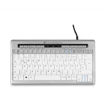 BakkerElkhuizen S-Board 840 DE Qwertz, tenkeyless (80 - 87%), con cable, USB, interruptores de tijera, QWERTZ, gris claro, blanco