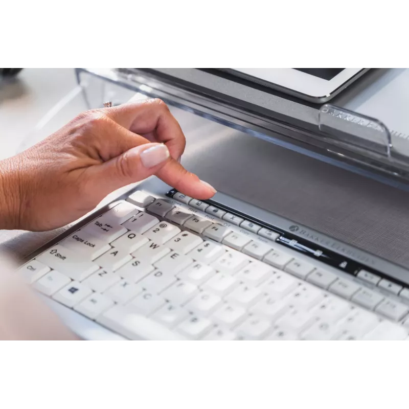 BakkerElkhuizen S-Board 840 DE Qwertz, tenkeyless (80 - 87%), con cable, USB, interruptores de tijera, QWERTZ, gris claro, blanco