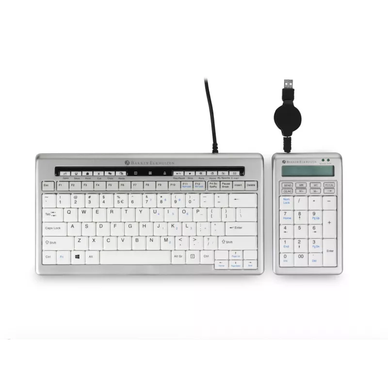 BakkerElkhuizen S-board 840 Numeric teclado, USB, PC, 1,2 m, gris claro, blanco