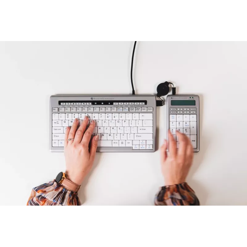 BakkerElkhuizen S-board 840 Numeric teclado, USB, PC, 1,2 m, gris claro, blanco