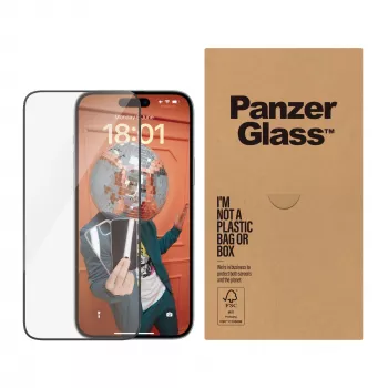 Protector de pantalla PanzerGlass iPhone 15 Plus Ultra-Wide Fit EasyAligner resistente a golpes