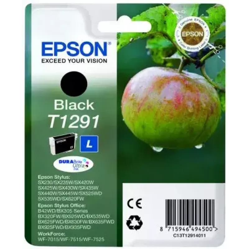 Cartucho de tinta Epson T1291 DURABrite Ultra – negro pigmentado, pack individual, 1 ud.