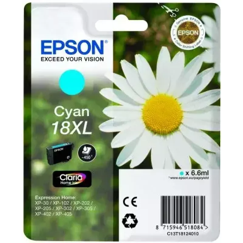 Cartucho EPSON tinta cian 18XL Claria Home Ink C13T18124010