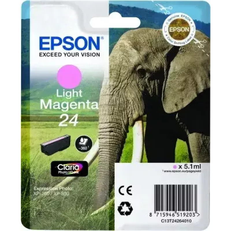 Cartucho de tinta Epson C13T24264010 original a base de pigmento magenta claro pack individual