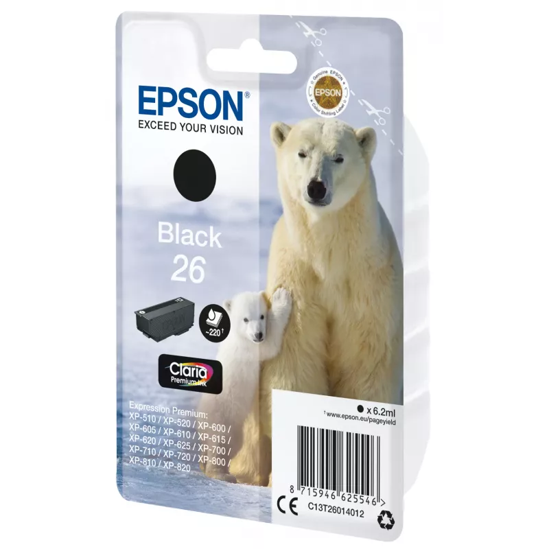 Epson Polar bear pack individual negro 26 Claria Premium Ink, negro