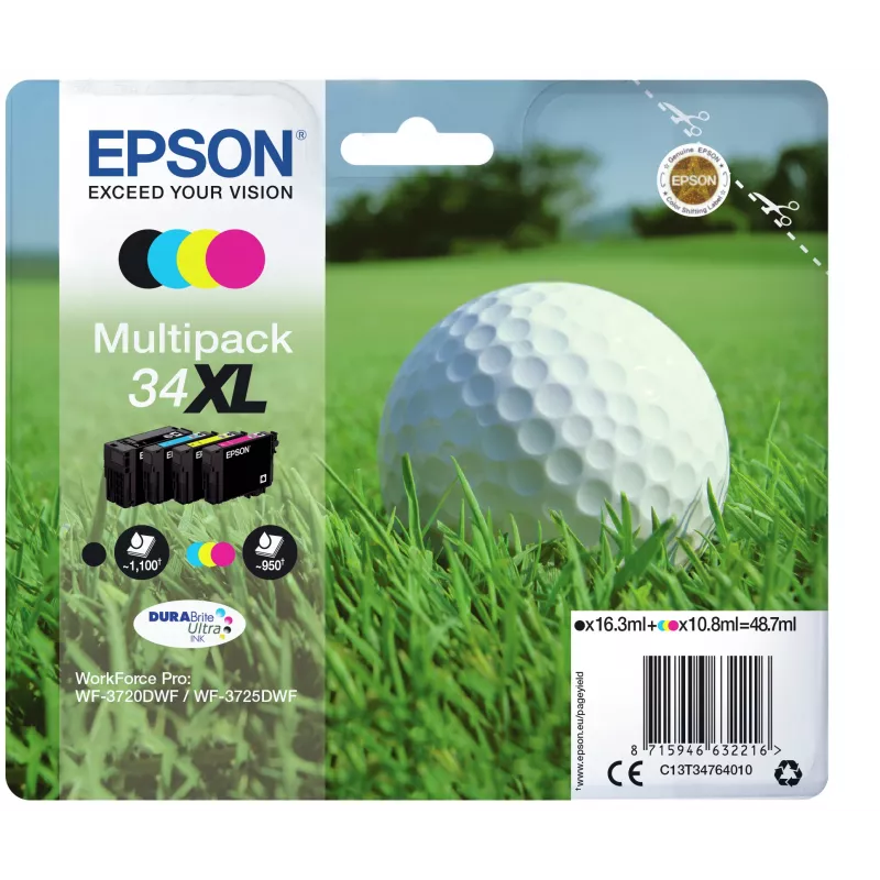 Epson Golf ball multipack 4 colores 34XL DURABrite Ultra tinta