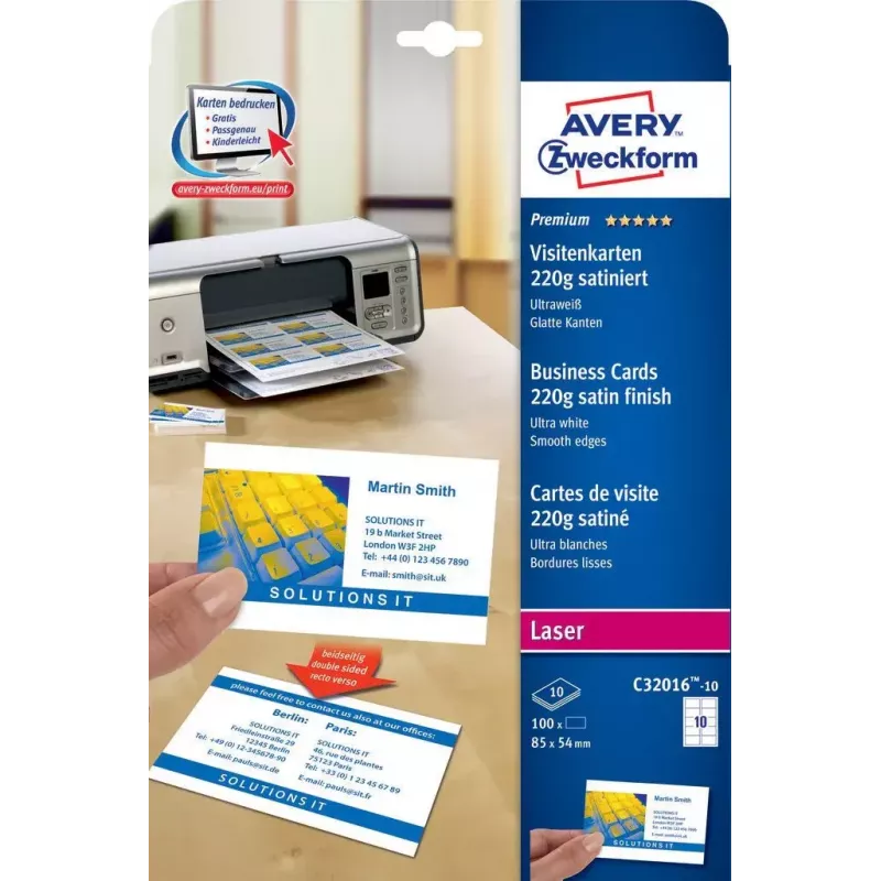 Tarjetas de visita Avery Quick&Clean C32016-10