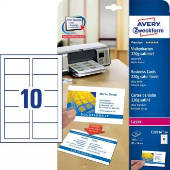 Tarjetas de visita Avery Quick&Clean C32016-10