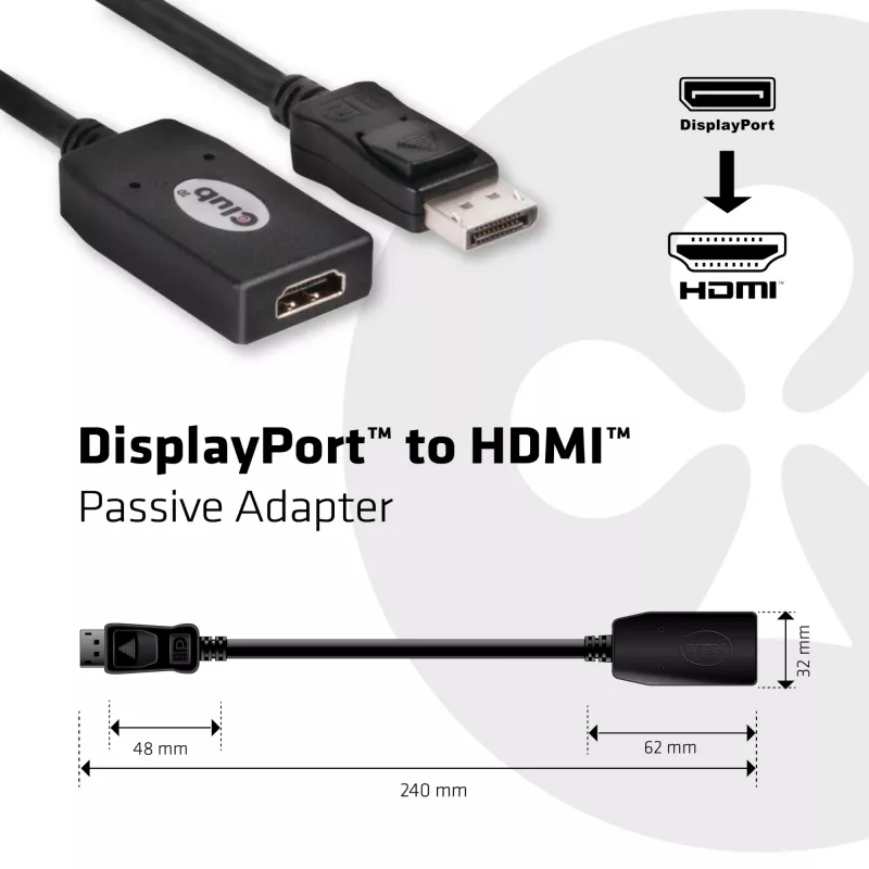 Adaptador pasivo DisplayPort a HDMI CLUB3D CAC-1001