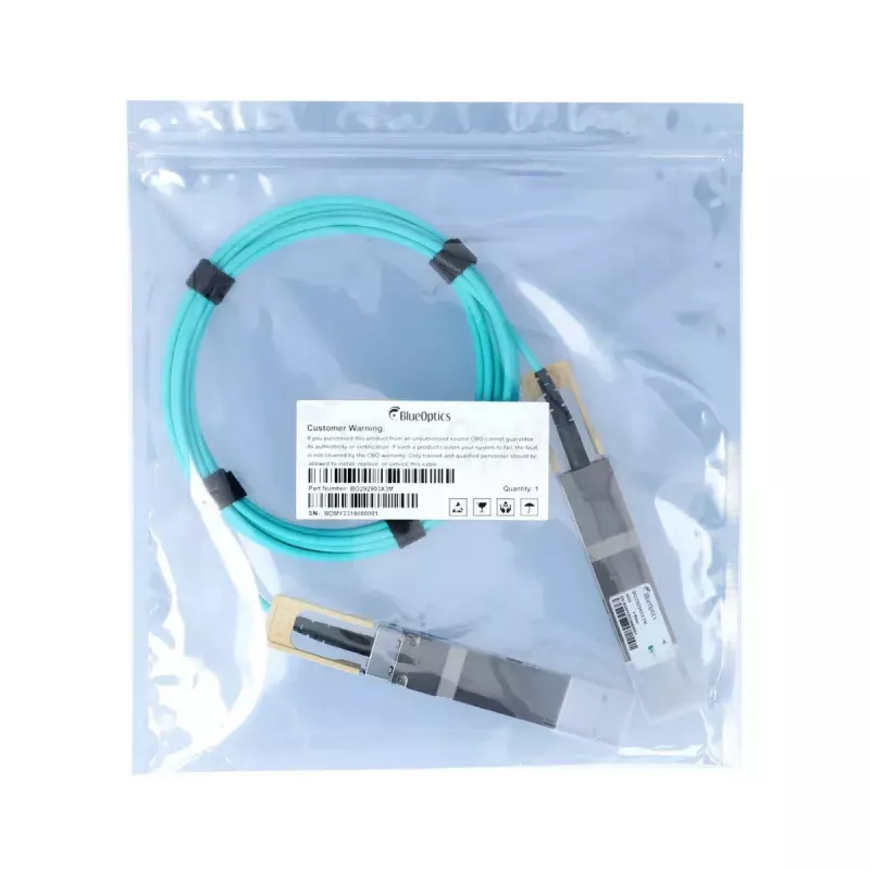 Cable de red BlueOptics C-DQ8FNM003-H0-M-BO QSFP-DD InfiniBand 3m aguamarina