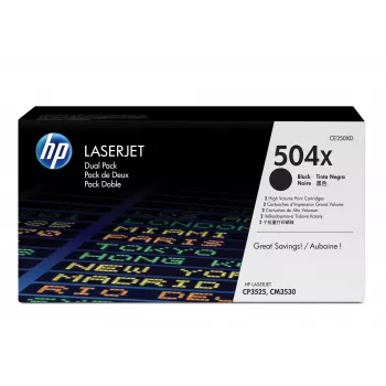 HP 504X pack de 2 tóner originales LaserJet de alto rendimiento negro
