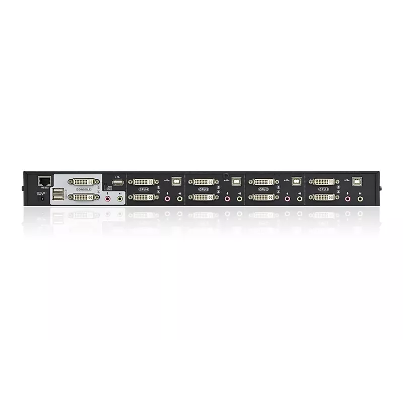 Conmutador KVM ATEN 4 puertos USB DVI Dual-View con audio y hub USB 2.0 (cables KVM incluidos)